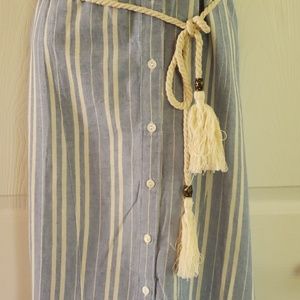 NWT Entro blue and natural dress with rope tie